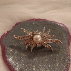 Silver sparkly crystal brooch